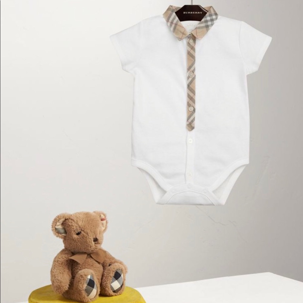 Burberry check detail onesie/bodysuit